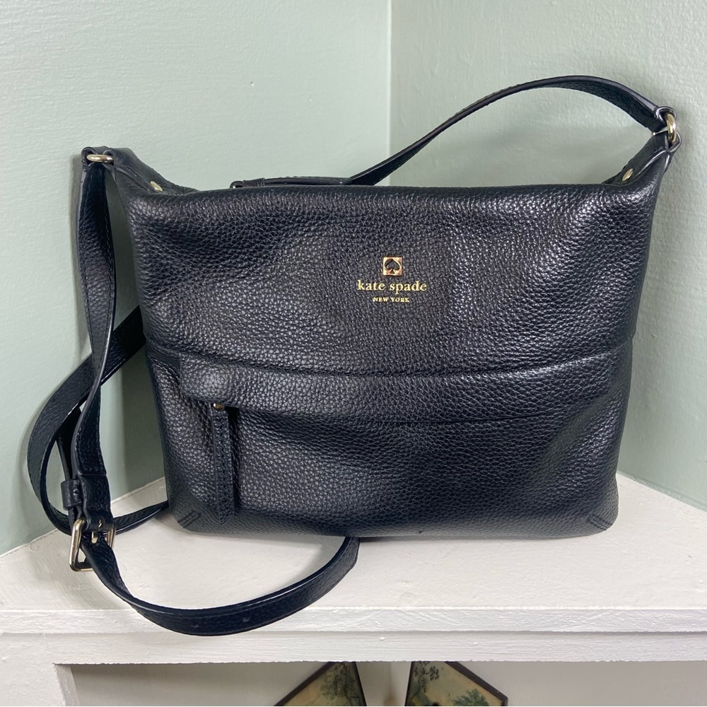 Kate Spade New York Starla Grant Park Pebbled Leather Black Crossbody Bag Purse